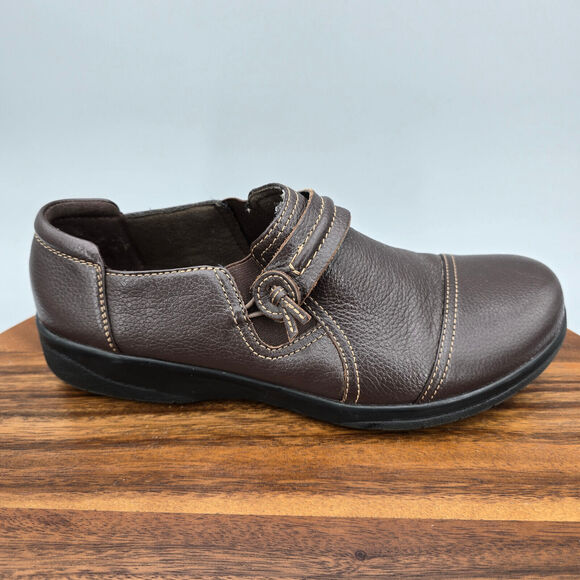 Clarks Shoes Women's 9 M Brown Tumbled Leather Carleigh Slip On Comfort Loafers - Picture 1 of 8